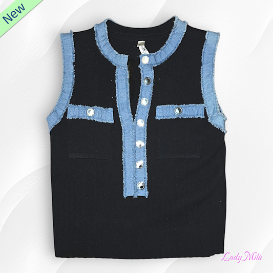 Canotta filo  nero e jeans