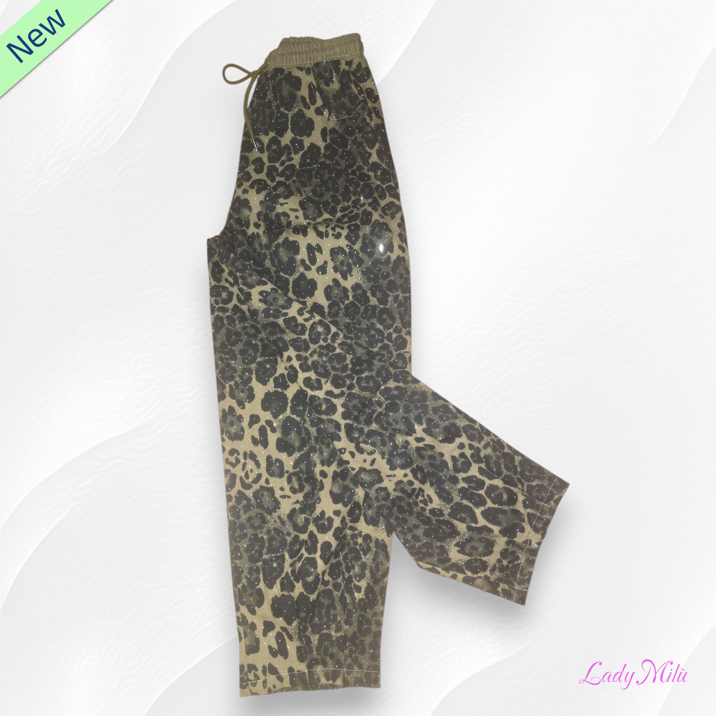 Pantalone maculato con strass verde militare -VIC BEE