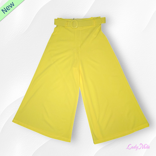 Gonna pantalone gialla con elastico in vita