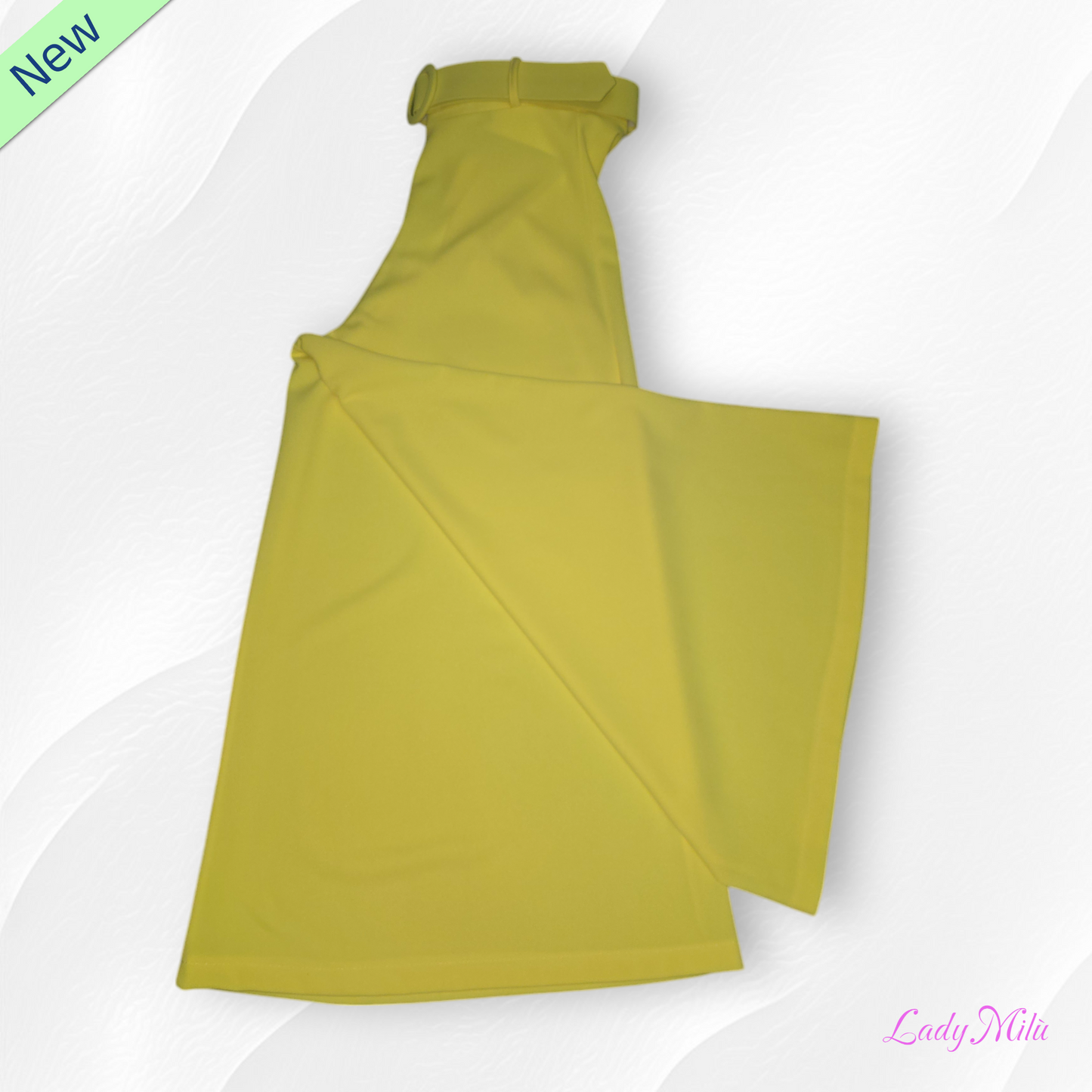 Gonna pantalone gialla con elastico in vita