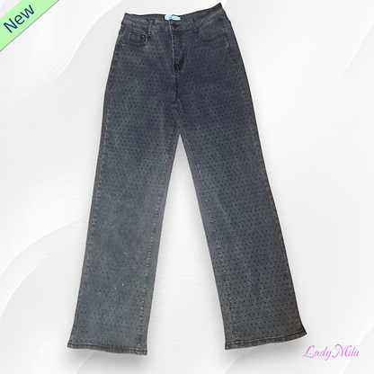 Jeans nero con brillantini