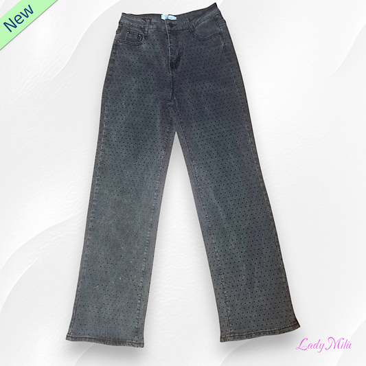 Jeans nero con brillantini