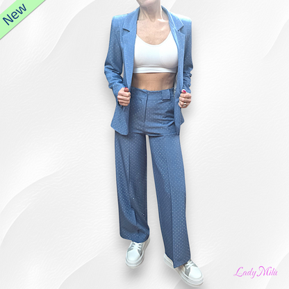 Tailleur jeans con brillantini