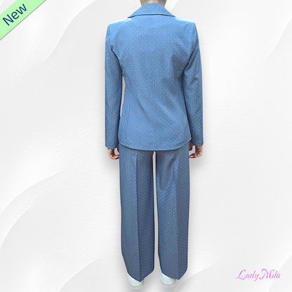 Tailleur jeans con brillantini