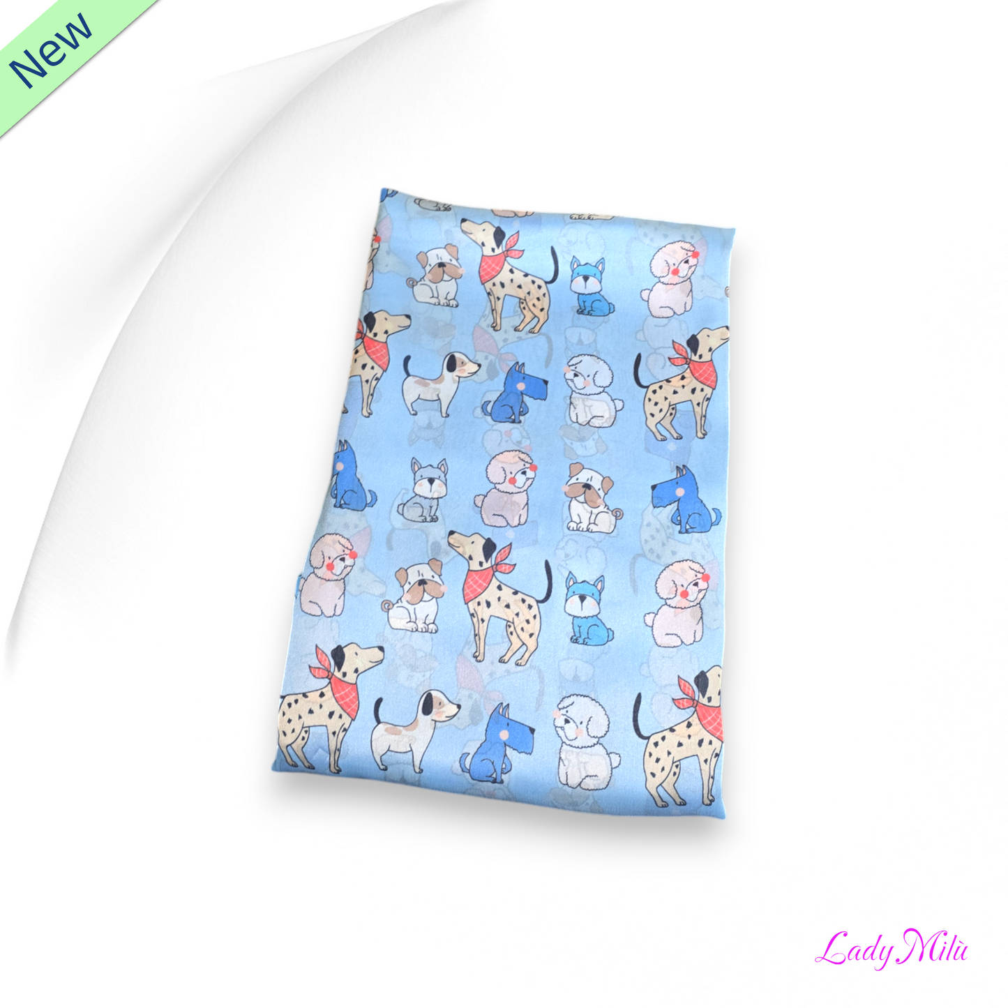 Pashmina azzurra con cagnolini
