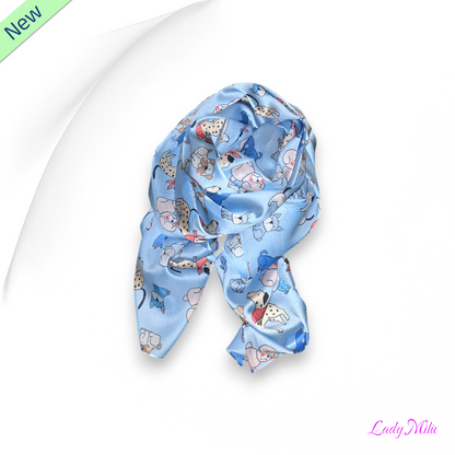 Pashmina azzurra con cagnolini
