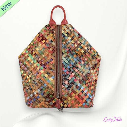 Zaino vera pelle multicolor