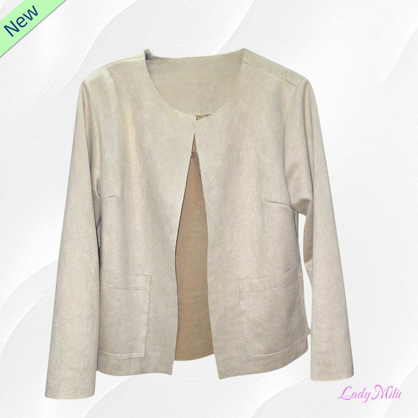 Giacca corta beige  effetto nabuk