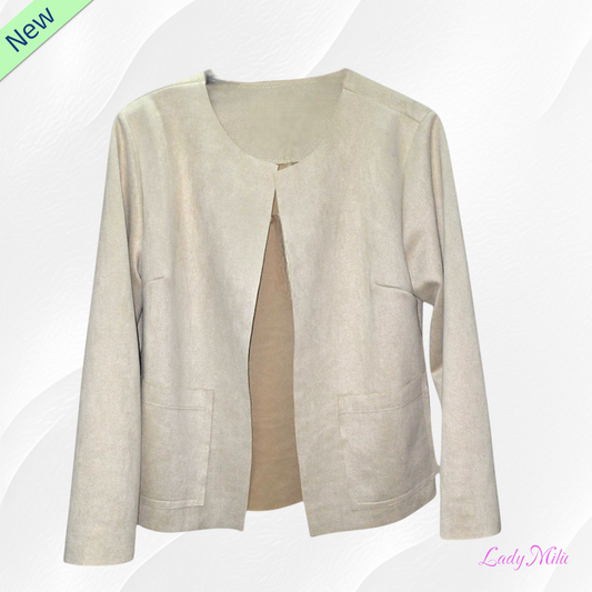 Giacca corta beige  effetto nabuk