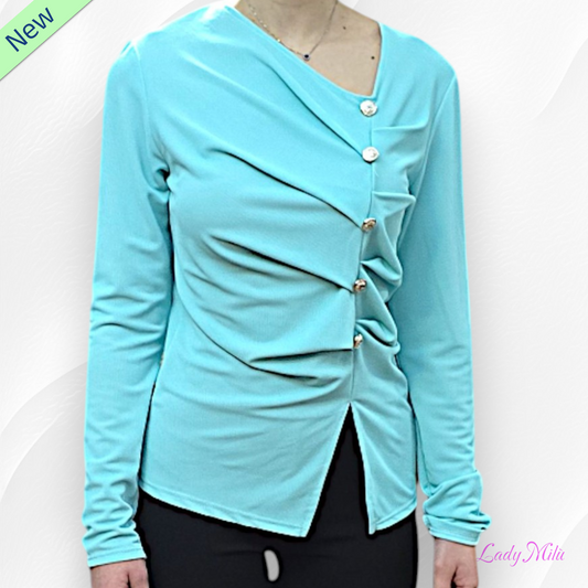 Maglia Tiffany  con bottoni oro
