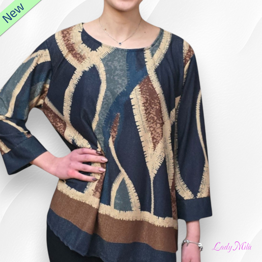 Maglia marroncina e blu