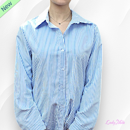 Camicia a righe azzurra