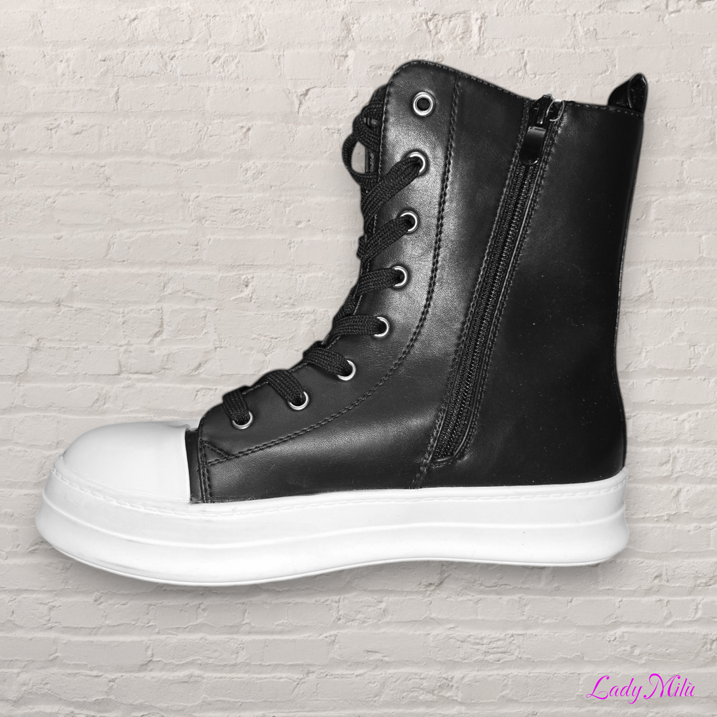 Sneakers  converse alta  bianca e nera