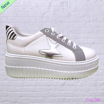 Sneakers bianche e argento