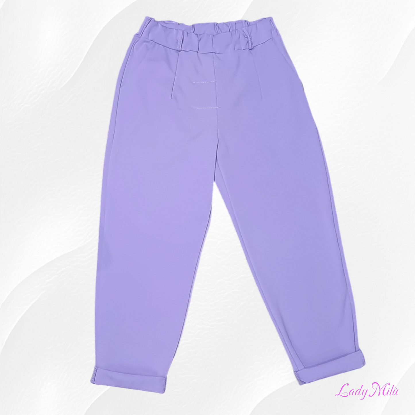 Pantalone glicine con risvolto