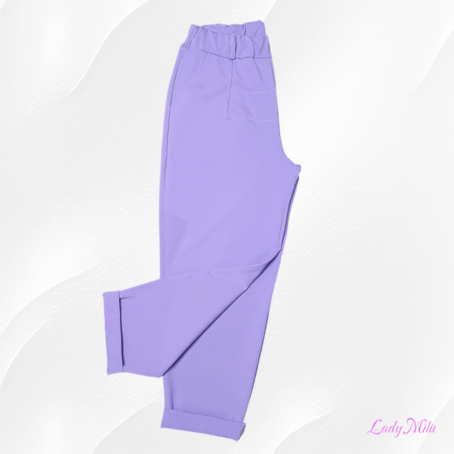 Pantalone glicine con risvolto