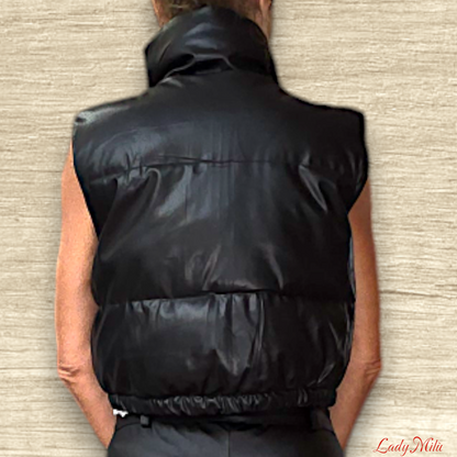 Bomber  ecopelle con sbottoni e zip